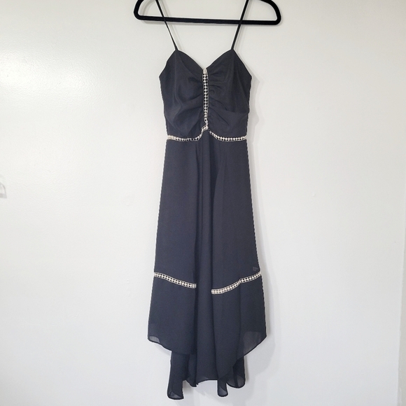 Parker Ruched Eyelet Asymmetrical Sheath Dress in Black Size XS - Picture 3 of 13